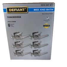 6 Defiant Tonebridge Satin Nickel Bed and Bath Door Lever Locking Privacy 6 Pack picture