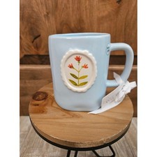 Rae Dunn Blue Ceramic Mug Floral Medallion Grateful For Every Little Thing New picture