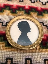 Antique Miniature Painting Sillouette Art Early Dollhouse 1840s picture