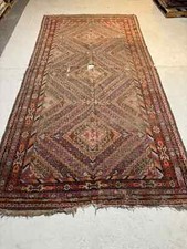 Antique Oriental Hand-Knotted Wool Area Rug Khotan Rust/Ivory/Black 6'3