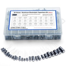 500 PCS 24-Value Electrolytic Capacitor Assortment Kit 0.1uF-1000uF Box picture