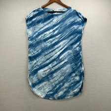 Hard Tail Tunic Top Women M Blue Tie Dye Hippie Sleeveless Rayon Boho Casual USA picture