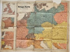 1914 WWI German Kriegs-Karte von Mitteleuropa Liebenow Antique Military Map picture