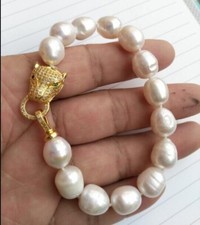 Gorgeous AAA 12-10mm Natural South Seas White Pearl Bracelet 7.5-8