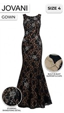 Jovani Women's Lace and Rhinestone Evening Gown Size 4 picture