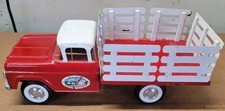 Vintage Nylint Ford Happy Acres Farm Stake Truck Red And White Pressed Steel picture