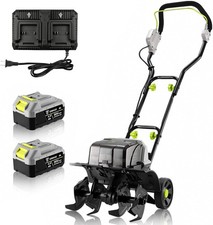 40V Cordless Cultivator Tiller for Gardening: Garden Tiller with 2 x 4.0Ah Ba... picture