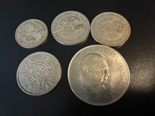 Vintage British UK Coin Lot- 1965 Winston Churchill, 1948 & 1966 Two Shilling picture