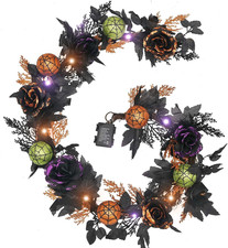 Valery Madelyn 6Ft Pre-Lit Halloween Garland for Mantle Party Decorations picture