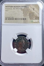 393-423AD Emperor Honorius NGC Graded Fine Ancient Roman Coin Globe Genuine picture