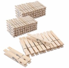 100Pcs Wood Clothespins Wooden Laundry Clothes Pins With Spring Standard 3” Size picture