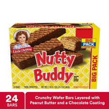 NEW LITTLE Debbir Nutty Buddy BIG PACK 24 PEANUT Butter WAFER BARS 24.1 oz BOX. picture