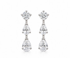 14k WG Pear and Round Lab Created Diamond Drop Earrings, 2.02 cts picture