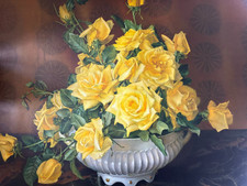 ORIGINAL 30X36 VINTAGE PRINT BY FLORENCE JULIA BACH stunning yellow roses picture
