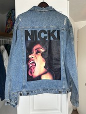 NICKI MINAJ *RARE* H&M 2012 Graphic Denim Jacket, Light Blue, Size XL picture