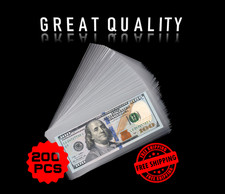 200 PCS Currency Sleeves Bill Holder Plastic Paper Money Holders Collector Grade picture