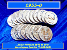 1955-D GEM “BU”  Quarter ➪ VERY LOW Mintage ➪  MINT Luster ➪ SINGLE COIN ➪ 255d picture