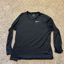 Nike Men's Dri-Fit Running Long Sleeve Shirt Size Black Mesh 2XL picture