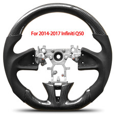 For 2014-2017 Infiniti Q50 Real 3K Carbon Fiber Leather Steering Wheel D-shape picture