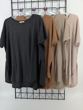 Zenana Womens NWOT Melage Baby Waffle Short Sleeve Top Plus 7518X picture
