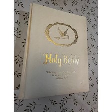 Vintage 1971 Holy Bible Wedding Edition White Gold King James Version picture