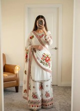 Women New Pakistani Heavy Embroidered Georgette Kurta With Palazzo Designer... picture