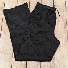 Quince 100% Silk Black Wide Leg Drawstring Pants Size S Travel Comfort Luxury picture