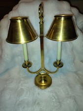 VINTAGE FRENCH DOUBLE ARM BRASS    BOUILLOTTE  ADJUSTABLE CANDLE LAMP picture