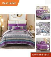 All-Season 8-Piece Boho Comforter Set in Full Size - Charming Purple Design picture