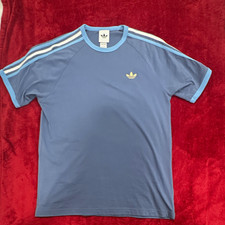 adidas Originals Men's Blue 3-Stripes Trefoil Logo Crew Neck T-Shirt M picture
