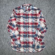 Marc Ecko Cut & Sew Camo Button Down Long Sleeve Shirt Men Large Blue Red White picture