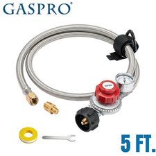 High Pressure Propane Regulator 0-30 PSI, 5FT Braided Hose with Gauge for LP Gas picture