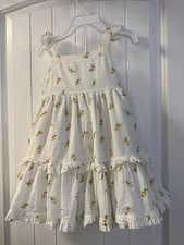 Girls White Floral Eyelet Dress with Ruffles picture