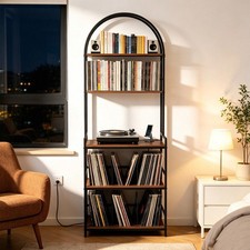 Record Player Stand with Charging Station, 5-Tier Vinyl Storage for Living Room picture