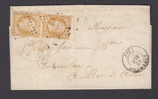 FRANCE 14 PAIR  ON COVER  FOLDED LETTER 1855 picture