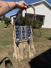 Vintage Massimo Dutti Beaded Tassel Leather Bag picture
