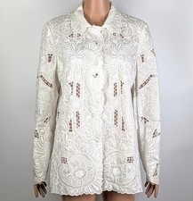 [NWT] PER SE by Carlisle Banquet Women's Linen White Embroidered Jacket size 12 picture