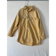 Vintage LL Bean Chamois Cloth Shirt Mens 15.5 Yellow Flannel Long Sleeve picture