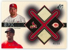 2001 UD SPX Winning Materials Ken Griffey Jr/Mark McGwire Dual Base Patch 49/50 picture
