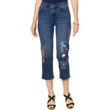 DG2 By Diane Gilman Women's Jeans Classic Stretch Embroidered, Indigo, 2 picture