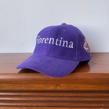 Vintage 90s Y2K ACF Fiorentina Italia Serie A   Purple Strapback Hat Lion Mascot picture