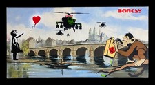 Large Banksy 2015 Rare stencil Painting Dismaland Framed picture