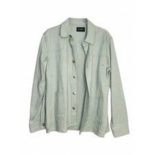 The Kooples Men’s Sage Green Cotton Twill Shirt Jacket Snap Front Size S NWOT picture