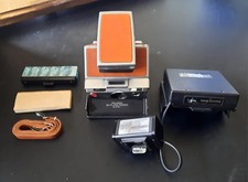 Vintage Polaroid SX-70 Folding Land Camera with Original Flash Case Neckstrap picture