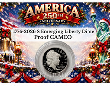 2026 S EMERGING LIBERTY PROOF DIME AMERICA 250TH CAMEO +  HOLIDAY CARD picture