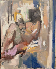 Figure In Interior Cubist Surrealism Oil Painting 16”x20” Canvas Original Signed picture