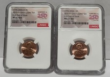 IN STOCK 2 Coin set 1776 2026 P & D Lincoln Cent NGC MS67 RD FDOI 250 Flag Label picture