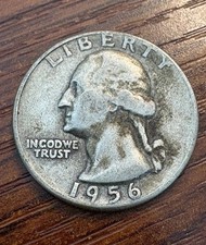 1956-P Washington Quarter 25C 90% Silver Dark Tone Circulated US Coin picture