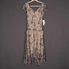 Y2K Jonathan Martin Floral Silk Dress Size 10 w/ Polka Dot Sash Asymmetric Fairy picture