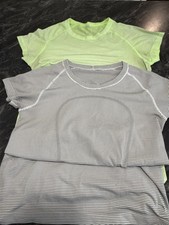 Lot of 2 Lululemon Pullover Running Shirts Women's Size 8 Gray /Lime Green EUC picture